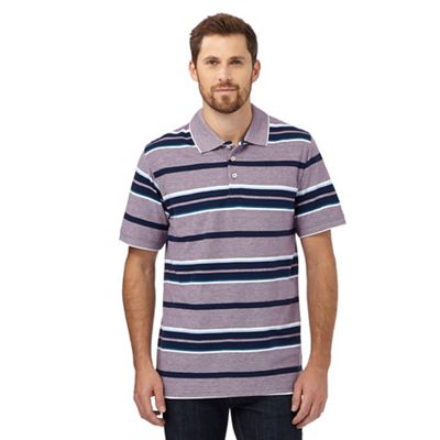 Big and tall purple striped print polo shirt